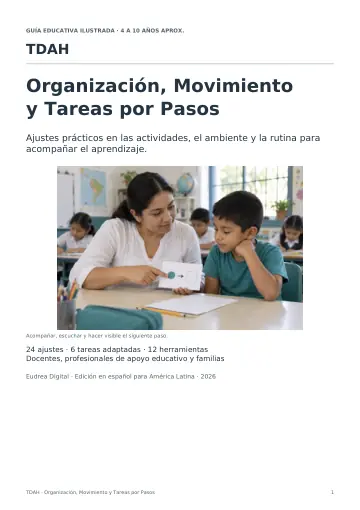 Portada de TDAH: Organización, Movimiento y Tareas por Pasos