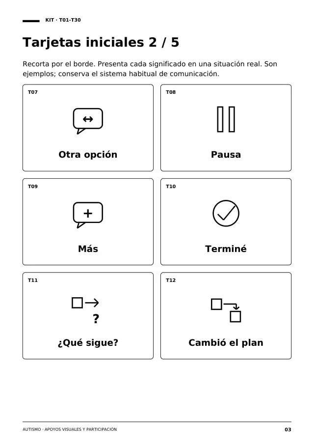 Tarjetas visuales de comunicación