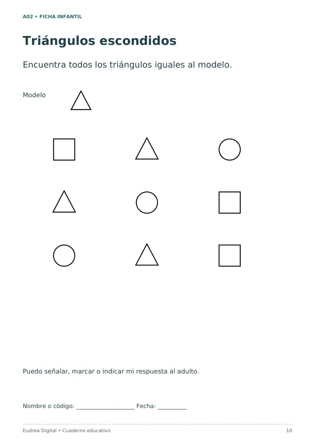 Ficha infantil Triángulos escondidos