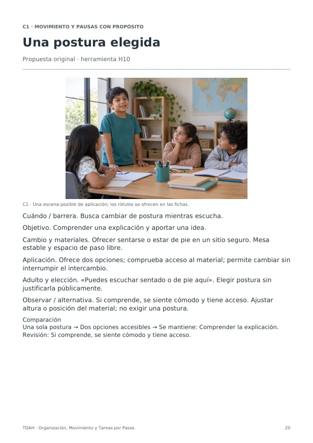 Ajuste Una postura elegida